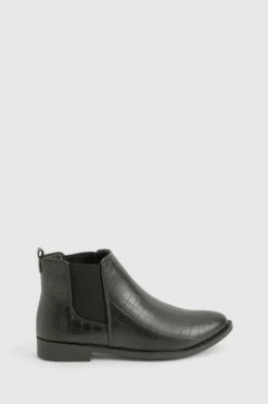 All Boots|Boots*boohoo Croc Detail Chelsea Boot black