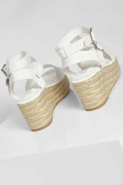 Wedges|Heels*boohoo Croc Double Buckle Wedge white