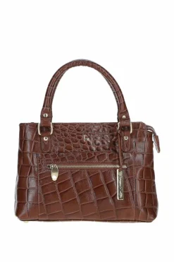 Handbags|Tote Bags*Ashwood Leather Croc Finish Real Leather Tote Bag Light Brown