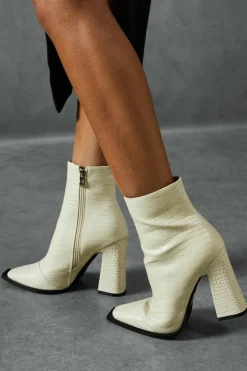 Ankle Boots*MissPap Croc Leather Look Ankle Boots cream