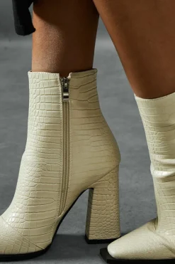 Ankle Boots*MissPap Croc Leather Look Ankle Boots cream