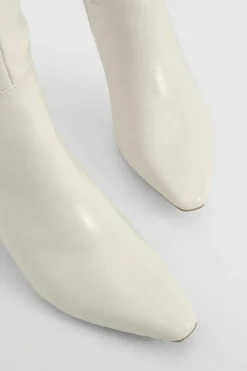 Over The Knee Boots|Knee High Boots*boohoo Croc Low Heel Pointed Knee High Boots cream