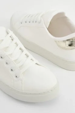 Trainers*boohoo Croc Panel Basic Flat Trainers gold