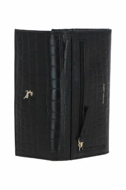 Handbags*Ashwood Leather Croc Print 7 Card RFID Large Real Leather Purse Black