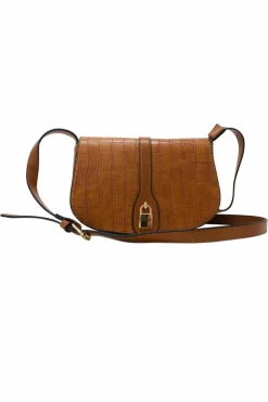 Cross-Body Bags*SVNX Croc Saddle Crossbody with Padlock in Brown