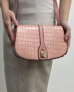 Cross-Body Bags*SVNX Croc Saddle Crossbody with Padlock Pink