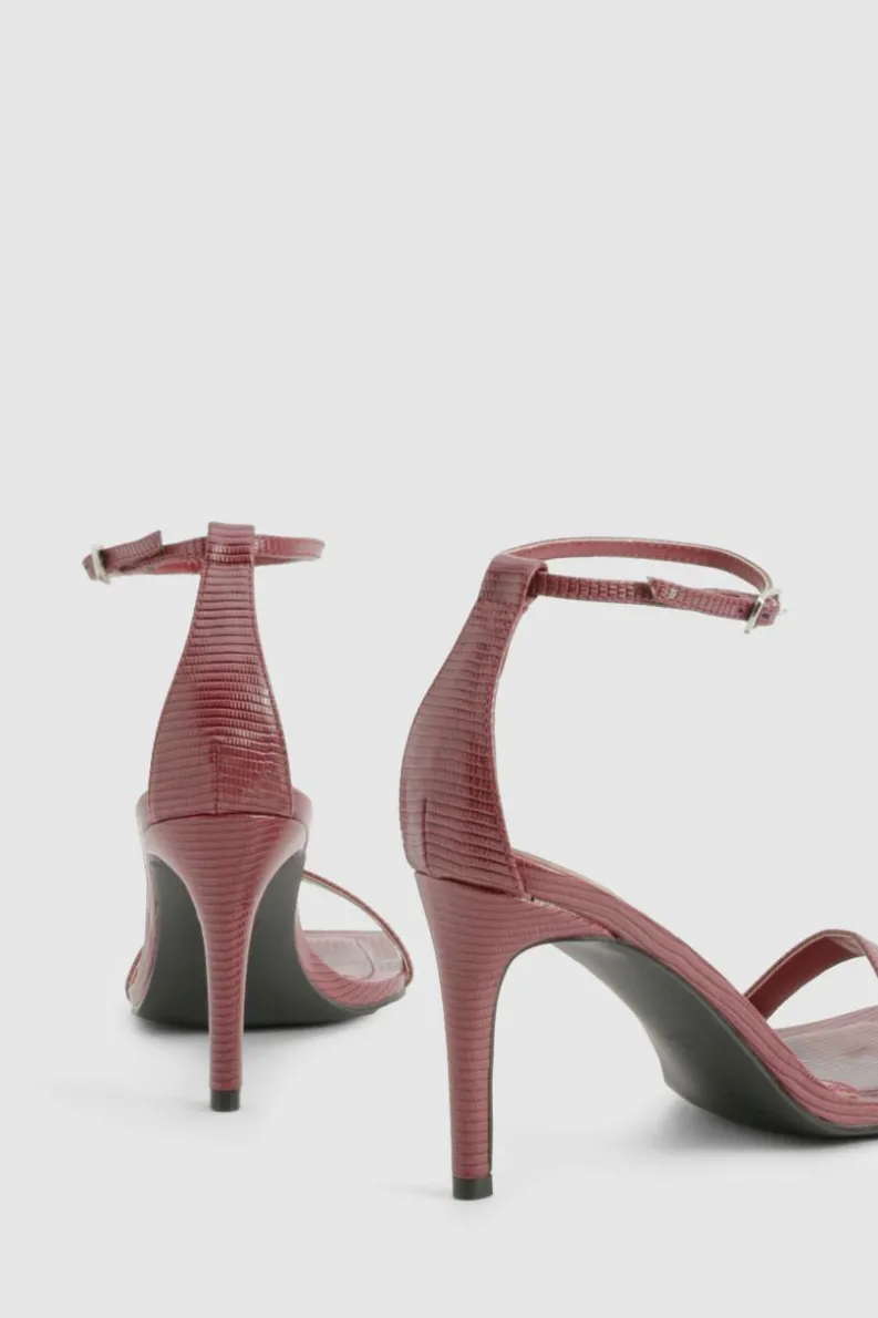 Heels*boohoo Croc Square Toe Mid Stiletto Heels burgundy