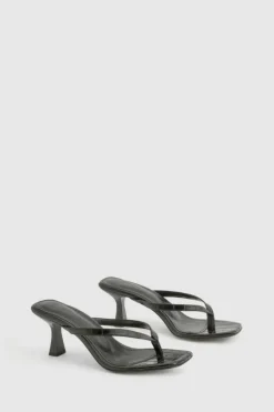 Sandals|Heels*boohoo Croc Toe Post Low Heel Mules black