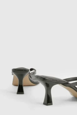 Sandals|Heels*boohoo Croc Toe Post Low Heel Mules black