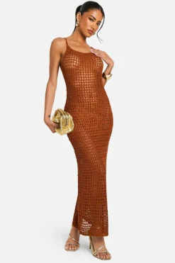 Jumper Dresses|Jumper Dresses*boohoo Crochet Midaxi Dress rust