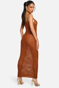 Jumper Dresses|Jumper Dresses*boohoo Crochet Midaxi Dress rust