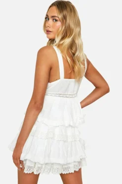 Smock Dresses*boohoo Crochet Trim Tiered Smock Dress white