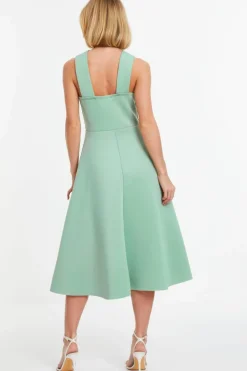 Midi Dresses*Quiz Cross Front Skater Midi Dress Green
