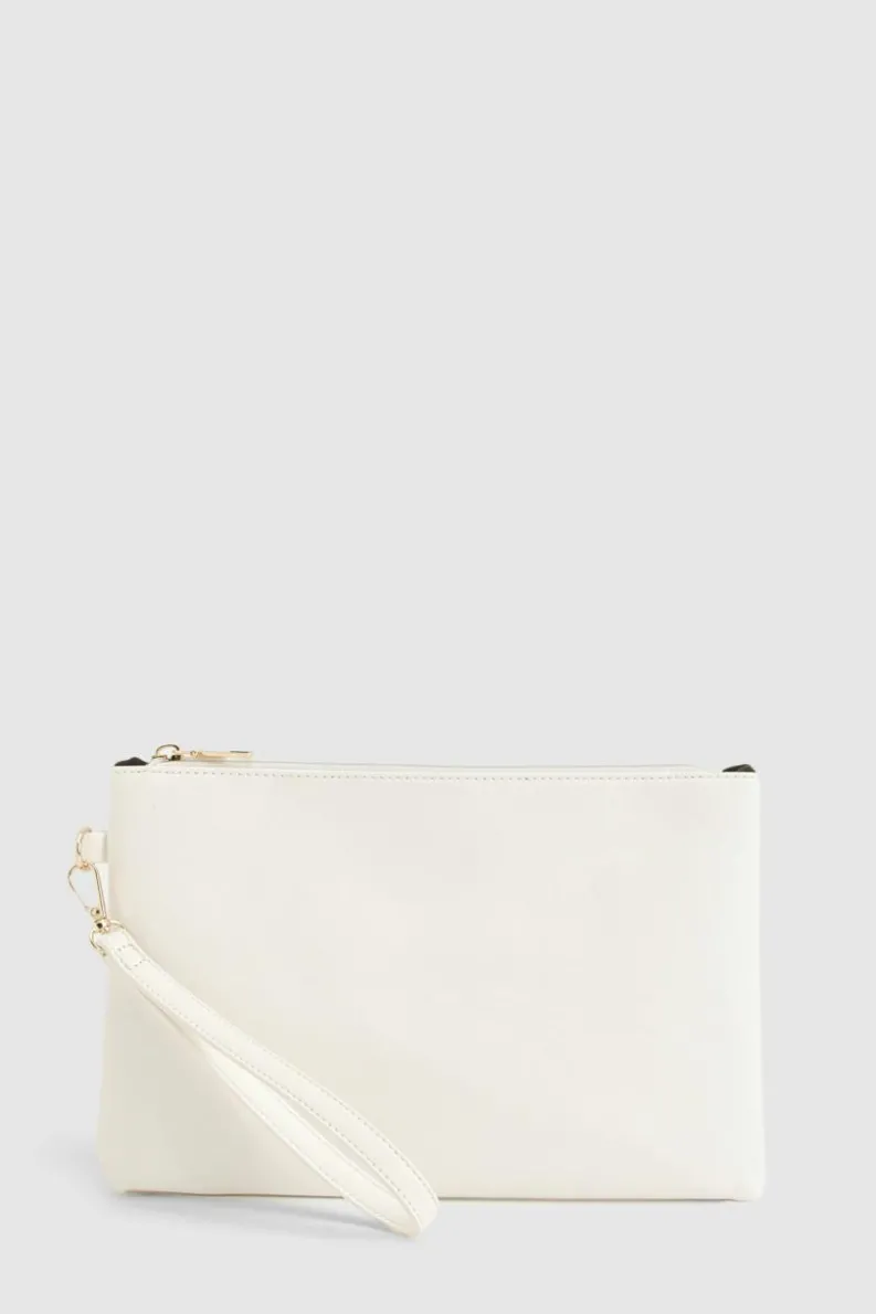 Handbags|Clutch Bags*boohoo Cross Hatch Zip Top Clutch Bag white