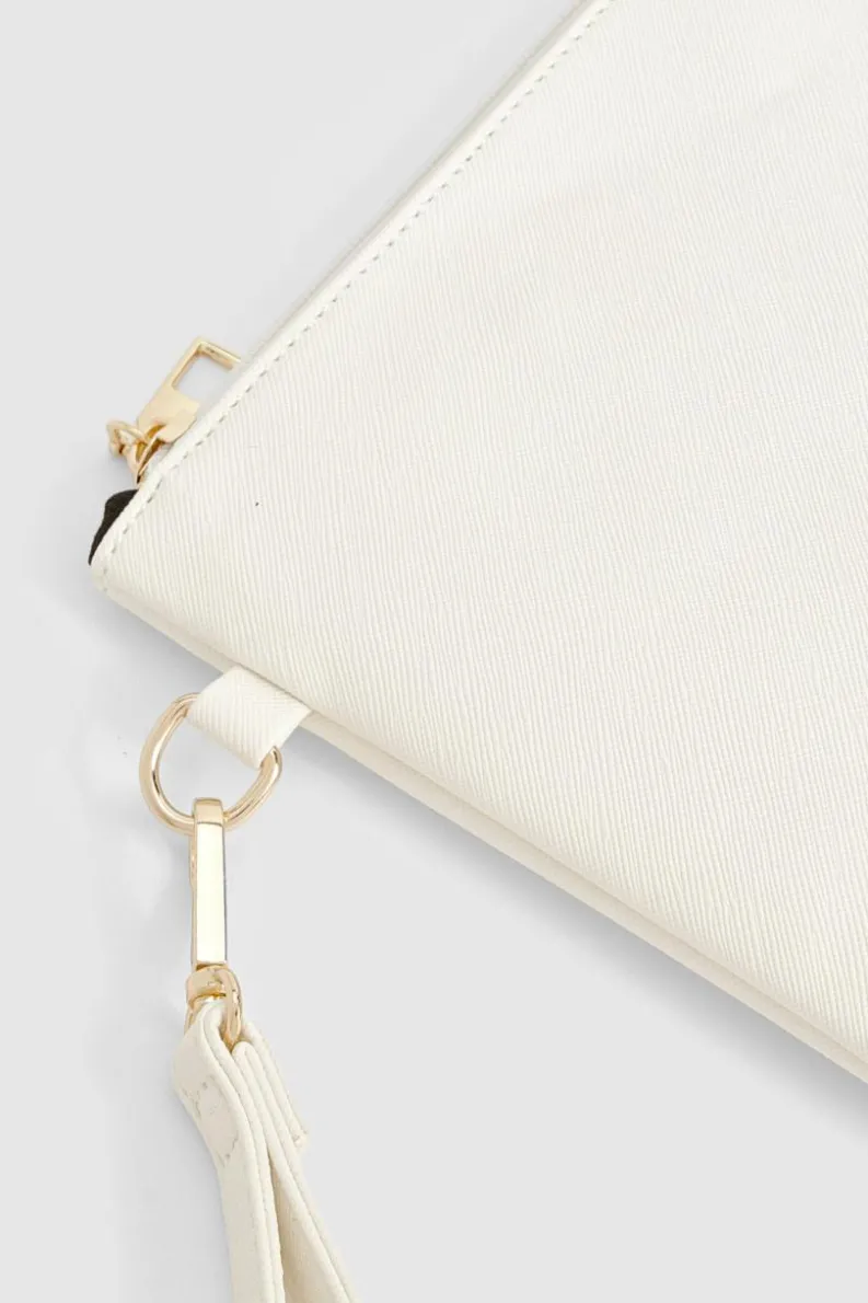Handbags|Clutch Bags*boohoo Cross Hatch Zip Top Clutch Bag white