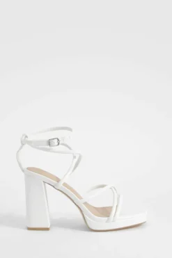Heels*boohoo Cross Strap Platform Heels white