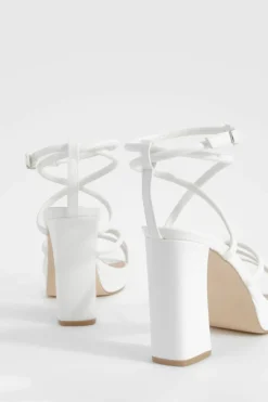 Heels*boohoo Cross Strap Platform Heels white