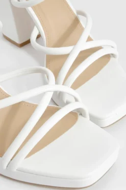 Heels*boohoo Cross Strap Platform Heels white
