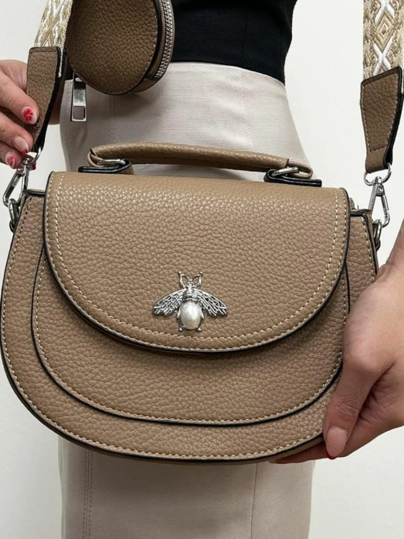 Cross-Body Bags|Handbags*SVNX Crossbody with Bee Embellishment in Mocha Light Brown