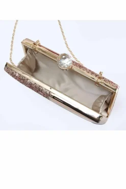 Clutch Bags*Kitise Crystail Clasp Half Shiny Glitter Evening Clutch Bag Gold