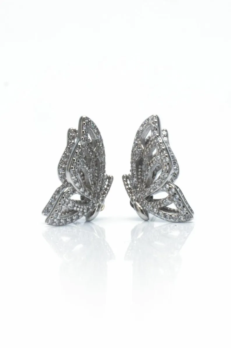 Earrings*Love Lemonade Crystal Couture Butterfly Stud Earrings Silver