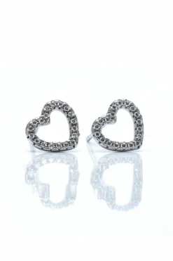 Earrings*Love Lemonade Crystal Delight Heart Stud Earrings Silver