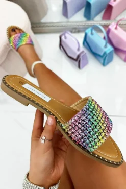 Sandals*Love Lemonade Crystal Deluxe Couture Sliders Multi