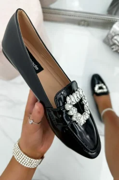 Flats*Love Lemonade Crystal Heiress Loafers Black