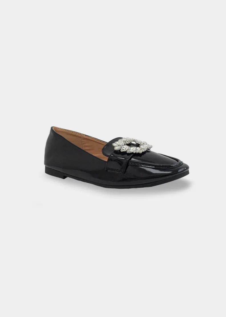 Flats*Love Lemonade Crystal Heiress Loafers Black