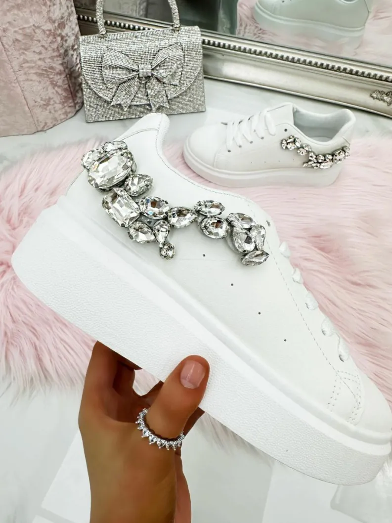 Trainers*Love Lemonade Crystal Jewel Trainers White