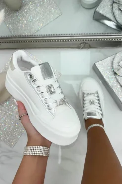 Trainers*Love Lemonade Crystal Love Platform Trainers White