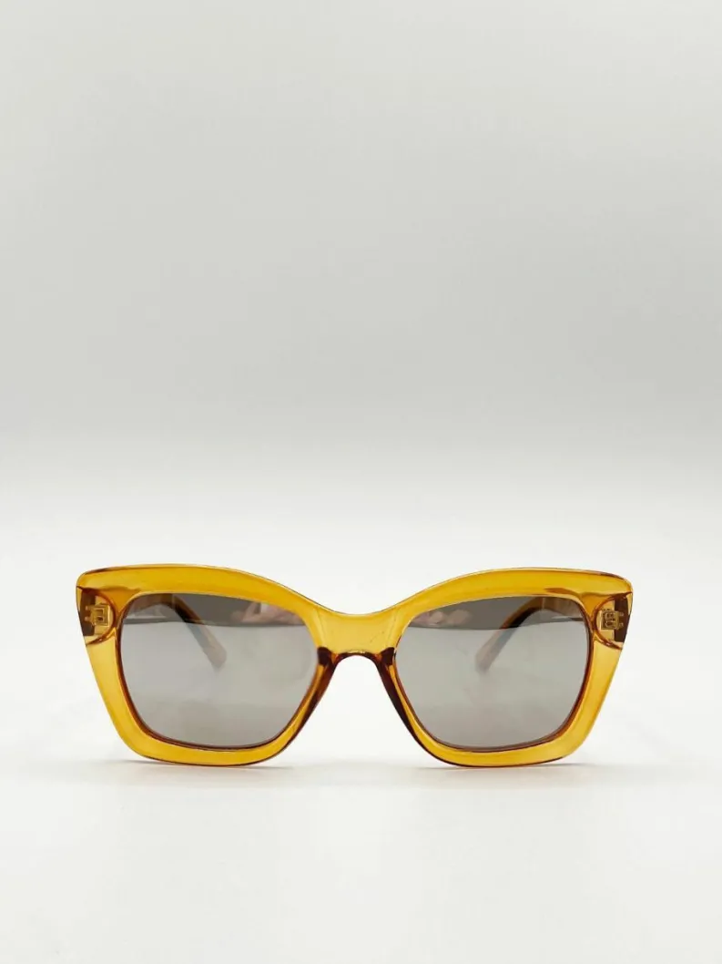 Sunglasses*SVNX Crystal Mustard Cateye Sunglasses Light Sand
