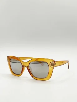 Sunglasses*SVNX Crystal Mustard Cateye Sunglasses Light Sand