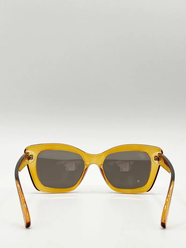 Sunglasses*SVNX Crystal Mustard Cateye Sunglasses Light Sand