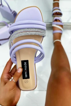 Sandals*Love Lemonade Crystal Orbit Sliders Lilac