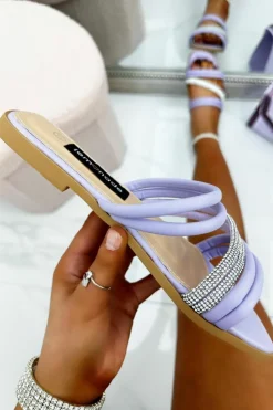 Sandals*Love Lemonade Crystal Orbit Sliders Lilac