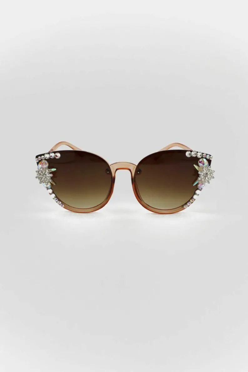 Sunglasses*Love Lemonade Crystal Sparkle Sunglasses Tan
