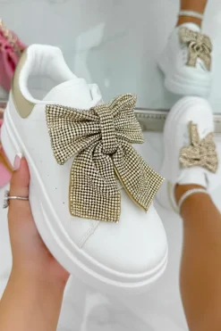 Trainers*Love Lemonade Crystal Sparkly Bow Trainers Limited Edition White