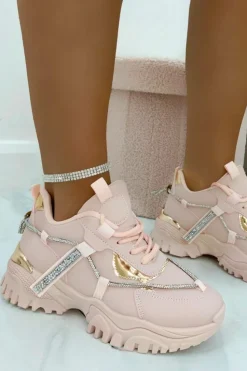 Trainers*Love Lemonade Crystal Track Luxe Chunky Trainers Baby Pink