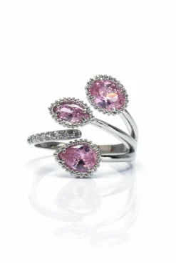 Rings*Love Lemonade Crystal Triple Teardrop Ring Pink