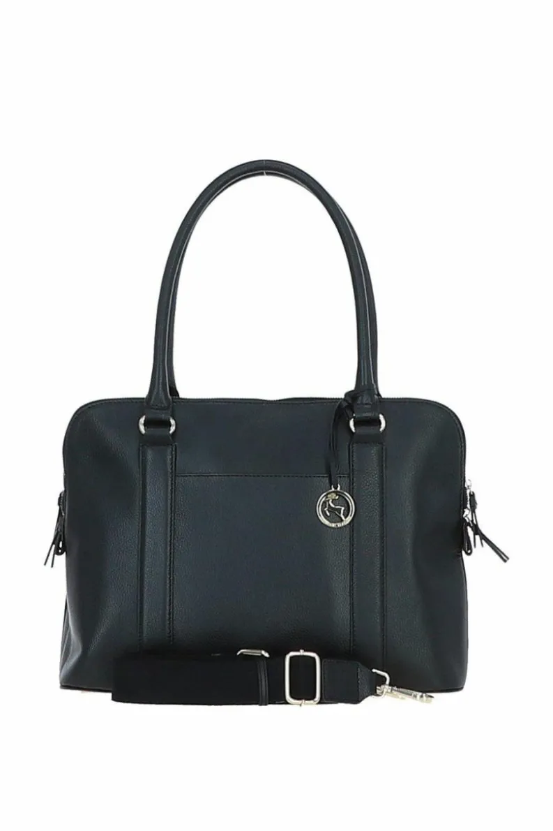 Shoulder Bags*Ashwood Leather Cuore di Cuoio' 3 Section Large Leather Handbag Black