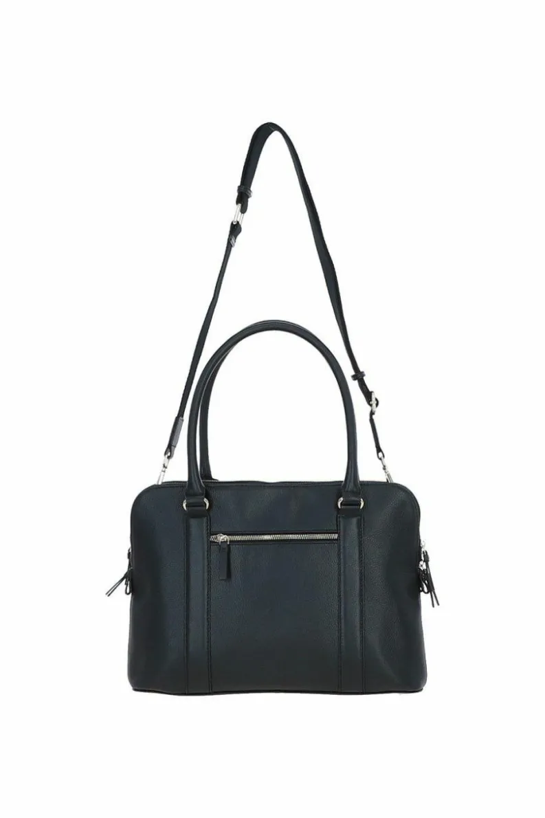 Shoulder Bags*Ashwood Leather Cuore di Cuoio' 3 Section Large Leather Handbag Black