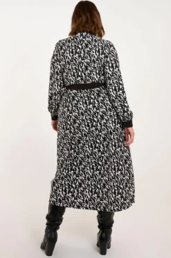 Shirt Dresses*Blue Vanilla Curve Constrast Belted Midi Shirt Dress Black