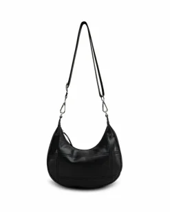 Cross-Body Bags|Handbags*My Accessories London Curved Quilted Leather-Look Sling Crossbody Bag Black