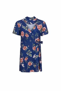 Wrap Dresses*Girls On Film Curvy Rose Print Wrap Dress Navy