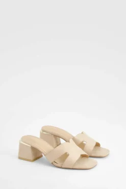 Sandals|Heels*boohoo Cut Out Block Heeled Mules beige