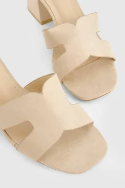 Sandals|Heels*boohoo Cut Out Block Heeled Mules beige
