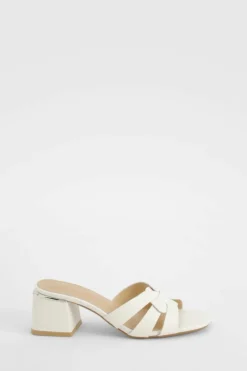 Sandals|Heels*boohoo Cut Out Block Heeled Mules white