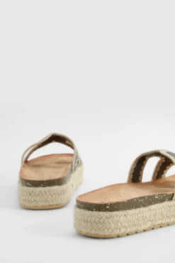 Sandals*boohoo Cut Out Detail Contrast Stitch Espadrille Sliders black