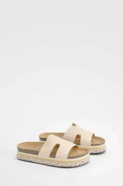 Sandals*boohoo Cut Out Detail Espadrille Sliders beige